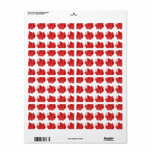 Asian Butterfly Japanse Kamon Design Etiket (Full Sheet)