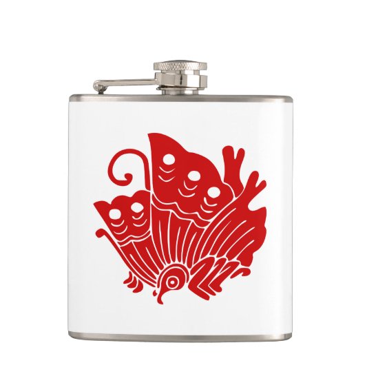 Asian Butterfly Japanse Kamon Design Heupfles (Voorkant)