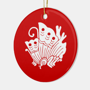 Asian Butterfly Japanse Kamon Design Keramisch Ornament