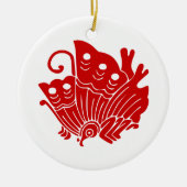 Asian Butterfly Japanse Kamon Design Keramisch Ornament (Voorkant)