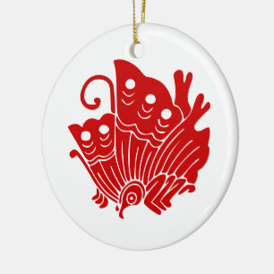 Asian Butterfly Japanse Kamon Design Keramisch Ornament