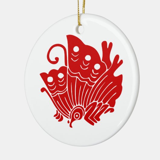 Asian Butterfly Japanse Kamon Design Keramisch Ornament (Links)