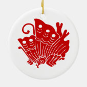 Asian Butterfly Japanse Kamon Design Keramisch Ornament (Achterkant)