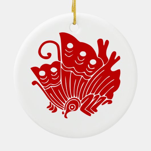 Asian Butterfly Japanse Kamon Design Keramisch Ornament (Achterkant)