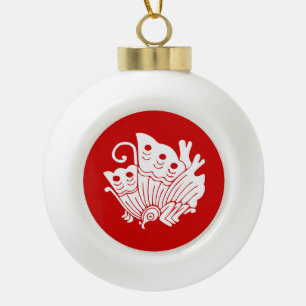 Asian Butterfly Japanse Kamon Design Keramische Bal Ornament