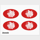 Asian Butterfly Japanse Kamon Design Ovale Sticker (Vel)