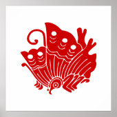 Asian Butterfly Japanse Kamon Design Poster (Voorkant)