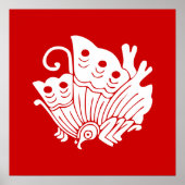 Asian Butterfly Japanse Kamon Design Poster (Voorkant)