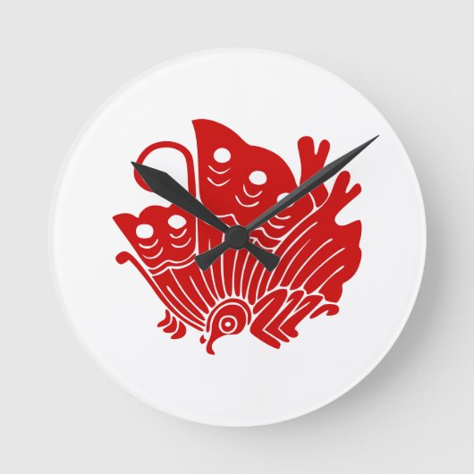 Asian Butterfly Japanse Kamon Design Ronde Klok (Voorkant)