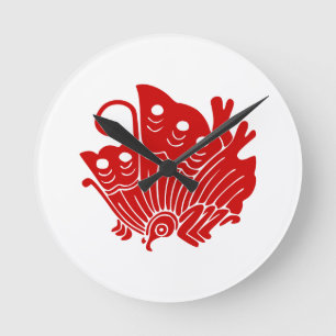 Asian Butterfly Japanse Kamon Design Ronde Klok