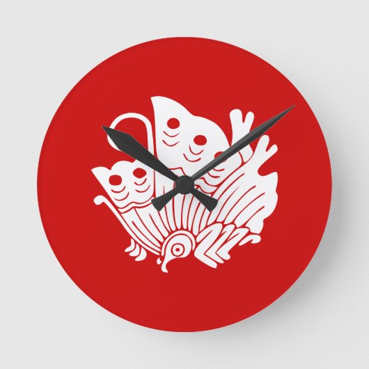 Asian Butterfly Japanse Kamon Design Ronde Klok (Voorkant)