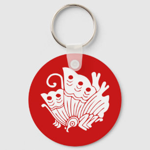 Asian Butterfly Japanse Kamon Design Sleutelhanger