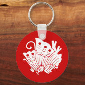 Asian Butterfly Japanse Kamon Design Sleutelhanger (Voorkant)