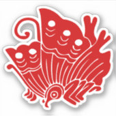 Asian Butterfly Japanse Kamon Design Sticker (Voorkant)