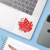 Asian Butterfly Japanse Kamon Design Sticker (Laptop met iPhone)
