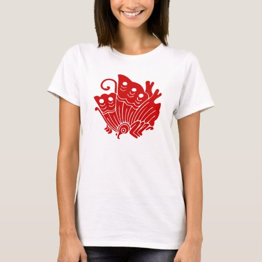 Asian Butterfly Japanse Kamon Design T-shirt (Voorkant)