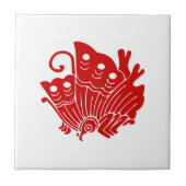 Asian Butterfly Japanse Kamon Design Tegeltje (Voorkant)