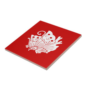 Asian Butterfly Japanse Kamon Design Tegeltje