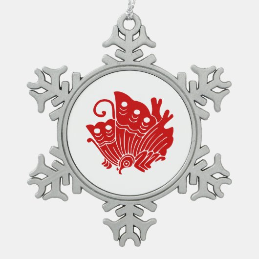 Asian Butterfly Japanse Kamon Design Tin Sneeuwvlok Ornament (Voorkant)