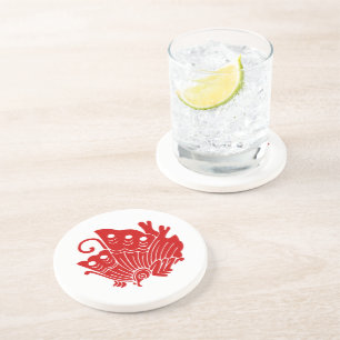 Asian Butterfly Japanse Kamon Design Zandsteen Onderzetter