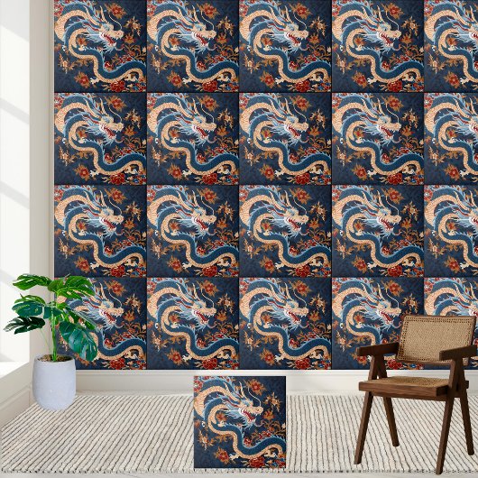 Asian Chinoiserie Dragon Tegel Tegeltje