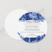 Asian Chinoiserie Navy Blue Floral Dinner Menu Kaart (Voorkant / Achterkant)