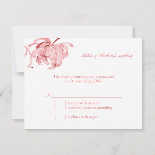 Asian Chrysanthemum Red Wedding RSVP (Achterkant)