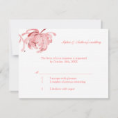 Asian Chrysanthemum Red Wedding RSVP Kaartje (Achterkant)