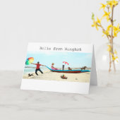 Asian Dachshund Wenskaart Kaart (Gele Bloem)