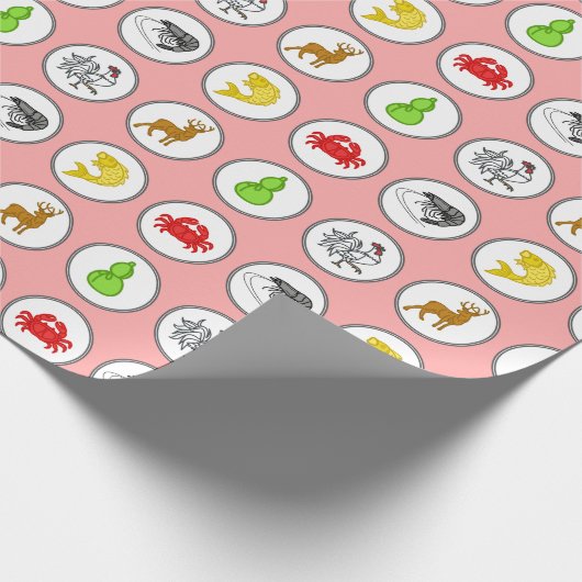 Asian Dice Game | Garnalen van vis/Blou Cua Cá CpP Cadeaupapier (Hoek)