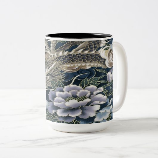 Asian Dragon Floral Pattern Coffee Mok (Voorkant rechts)