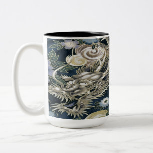 Asian Dragon Floral Pattern Coffee Mok