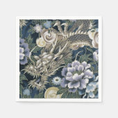 Asian Dragon Floral Pattern Napkins Servet (Voorkant)
