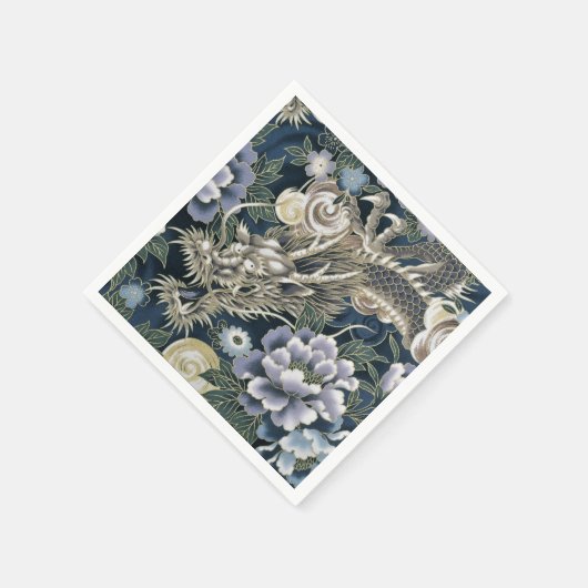 Asian Dragon Floral Pattern Napkins Servet (Hoek)