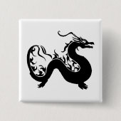 Asian Dragon Silhouette Vierkante Button 5,1 Cm (Voorkant)