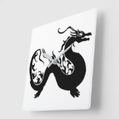 Asian Dragon Silhouette Vierkante Klok (Hoek)