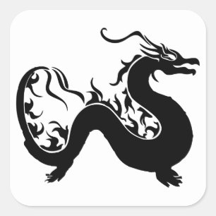 Asian Dragon Silhouette Vierkante Sticker