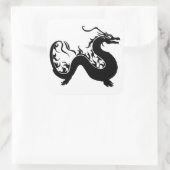 Asian Dragon Silhouette Vierkante Sticker (Tas)