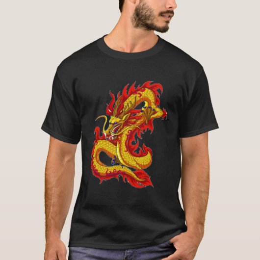 Asian Dragon Tattoo Shirt, Red China Dragon T-shirt (Voorkant)