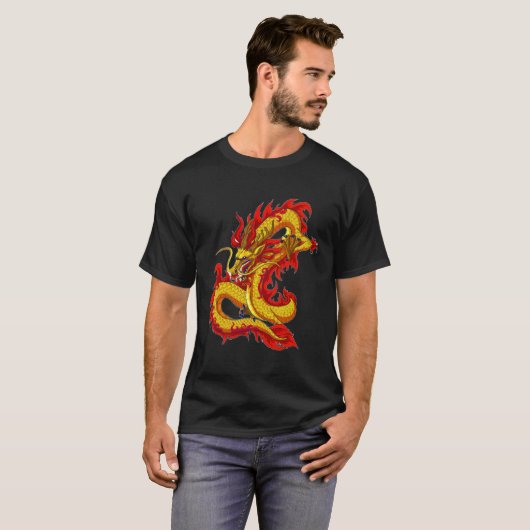 Asian Dragon Tattoo Shirt, Red China Dragon T-shirt (Voorkant volledig)
