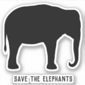 Asian Elephant Silhouette | Opslaan van de weeshui Sticker (Voorkant)