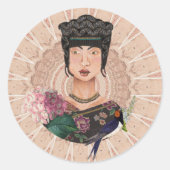 Asian Empress Mondo van Susan M. Epperly Artist Ronde Sticker (Voorkant)