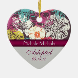 Asian Floral Adoption Announcement Keepslag Keramisch Ornament
