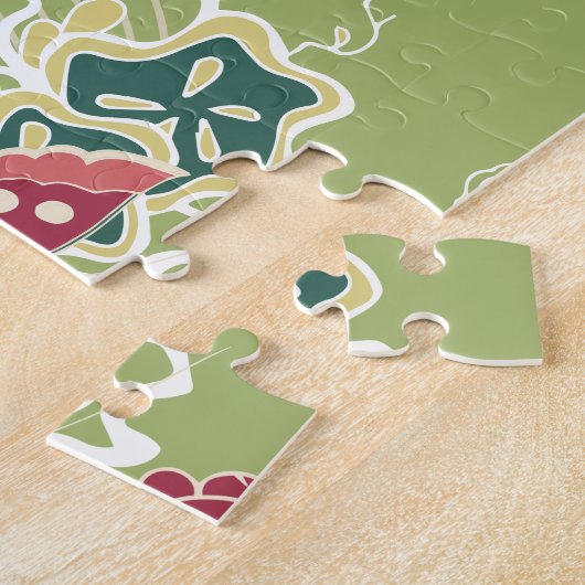 Asian Floral Pattern Legpuzzel (Zijkant)