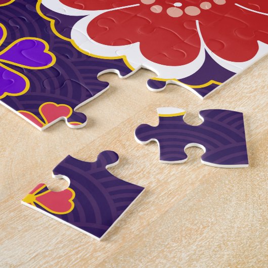 Asian Floral Pattern Legpuzzel (Zijkant)