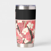 Asian Floral Pink Peach White Chinoiserie Monogram Geïsoleerde Drinkbeker (Achterkant)