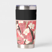 Asian Floral Pink Peach White Chinoiserie Monogram Geïsoleerde Drinkbeker (Voorkant)