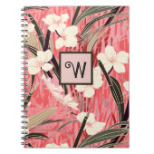 Asian Floral Pink Peach White Chinoiserie Monogram Notitieboek (Voorkant)