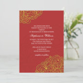 Asian Floral Swirl Wedding Invitation Kaart (Staand voorkant)