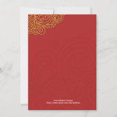 Asian Floral Swirl Wedding Invitation Kaart (Achterkant)